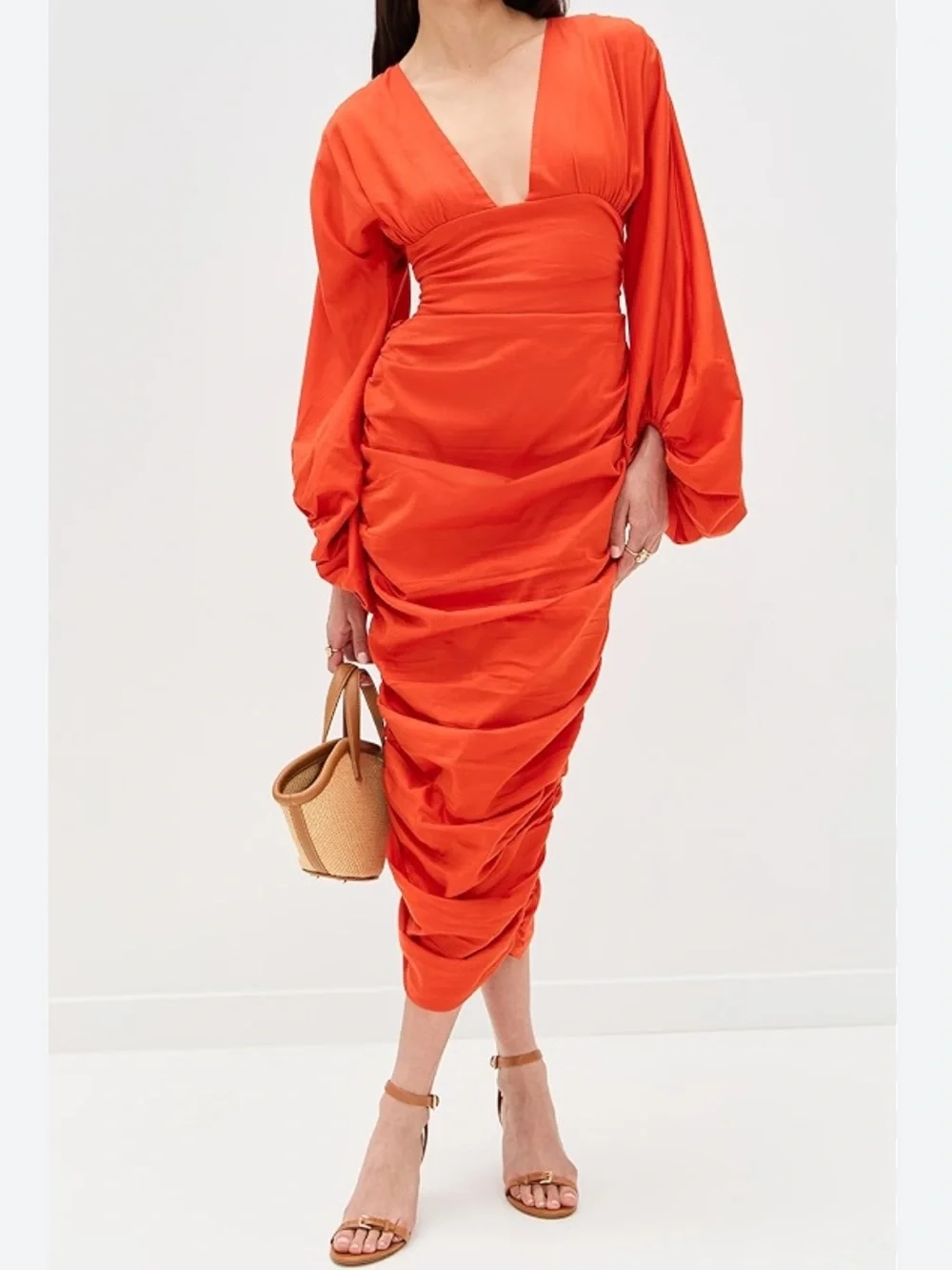 ANDREA IYAMAH Long Sleeve V-Neck Ruched Dress, can fit small-medium - Picture 8 of 16